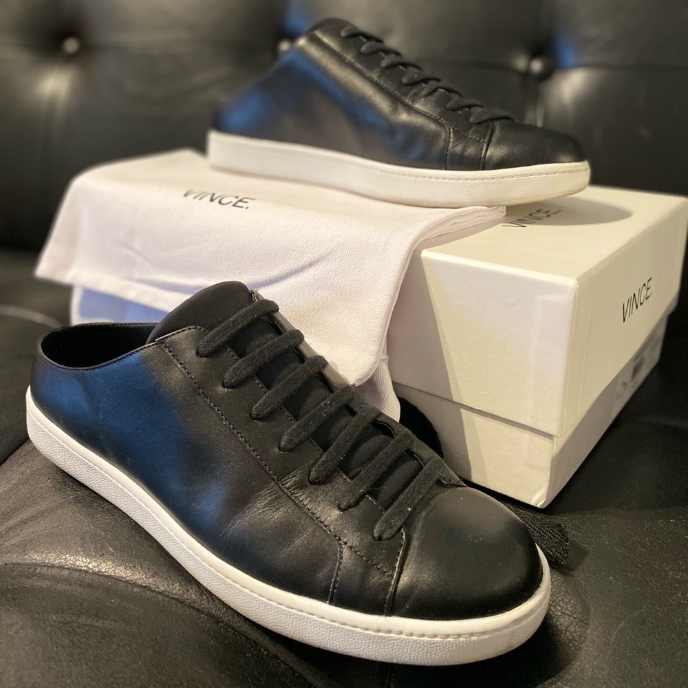Vince leather slip on tennis shoe